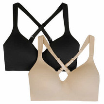 Carole Hochman Ladies&#39; Size Small, Wirefree Bra, 2-pack Black (1) Moonlight (1)  - £17.57 GBP