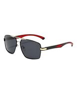 Mens Polarized Aviator Sunglasses Black Red Frame Gold Trim UV400 Drivin... - $355.41 MXN