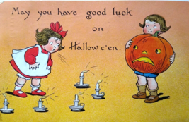 Halloween Postcard Tuck Children Blow Candles JOL Pumpkin 1912 Series 188 Emboss - £46.81 GBP