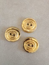 Lot of 3 Vintage 80s 90s Textured Bright Brass Two Hole Buttons 2cm - $13.99