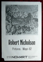 ORIGINAL Poster Spain Art Gallery Novart Robert Nicholson Exhibition Madrid 1982 - $27.69