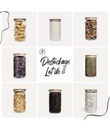 Set of 8 glass jars with bamboo lid 8.5X18 Cm - CLEARANCE - Set of 8 gla... - $1,301.62 MXN