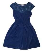 Eshakti Navy Blue Sweetheart Lace Illusion Neckline Special Occasion Dress S 4 - £10.87 GBP
