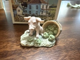 1980 SCHMID LOWELL DAVIS UNDER THE WEATHER PIG &amp; APPLES FIGURINE SCOTLAN... - $11.40