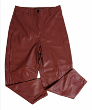 Worthington Womens Sz 4 Brown Faux Leather High Waisted Tapered Pants - £15.58 GBP