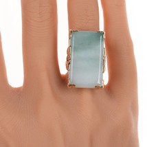sz7 Large Vintage Ming&#39;s of Hawaii Jadeite 14k gold ring - £1,183.54 GBP