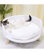 Pet Sofa Bed Raised Cat Chair Small Dog Couch Bed Removable Cushion Slee... - £58.57 GBP