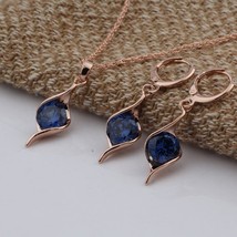 Irina Elegant Jewelry Rose Gold Color Women&#39;s/Girl&#39;s Blue Zircon Chain Necklace  - £9.54 GBP