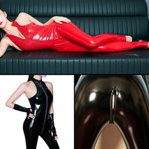 Latex Leather Shiny Bodysuit Sleeveless Zipper Catsuit Jumpsuit W/Gloves Cool - £17.82 GBP
