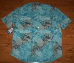 Reel Ledgends L Saltwater Fishing Shirt Marble Hawaiian Ocean Vented Back NWT - £32.14 GBP