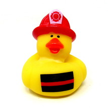 Fireman Thin Red Line Rubber Duck 2&quot; Red Helmet Squirts 1st Responder US SellerX - £6.90 GBP