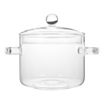 Glass Saucepan Heat Resistant: 1350Ml Glass Cooking Pot With Cover Nonst... - $35.99