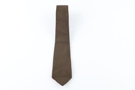 Vintage 70s Rockabilly Blank Silk Hand Made Neck Tie Dress Tie Wedding Brown USA - £23.29 GBP