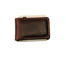 LEATHER MONEY CLIP - STRONG MAGNET - Amish Handmade Color: Dark Brown - $24.97