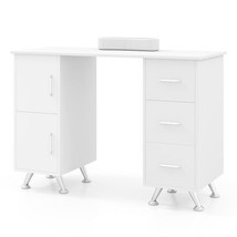 Wooden Manicure Table Nail Desk with Drawers Wrist Rest-White - Color: White - €235,40 EUR
