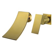 Gold Waterfall Wall-mounted Bathroom Vessel Sink Square Faucet Single Ha... - $98.99
