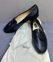 BALLY Women&#39;s Black Leather Slip On Loafers Shoes With Tassels Size 10 C - £58.37 GBP