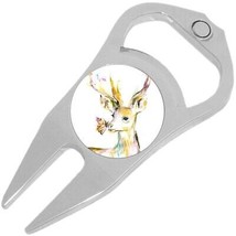 Watercolor Deer Butterfly Golf Ball Marker Divot Repair Tool Bottle Opener - £9.24 GBP