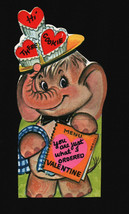 Vintage Valentines Day Card Elephant With Cupcakes - $6.60