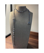 Vintage Sarah Coventry 70s Tassel Lariat Silver Tone Beaded Long Chain N... - £12.57 GBP