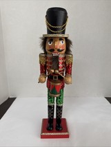 15 Inch Red Nutcracker Drummer Soldier Red Green Glitter Outfit With Gol... - $423.95 MXN