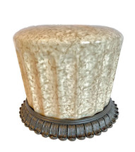 Grecian Style Ceramic Tissue Holder with Wood Base 7x8 inch Round - £19.55 GBP