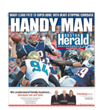 Boston Herald Newspaper New England Patriots AFC Champion&#39;s &quot;Handy Man&quot; ... - $17.45
