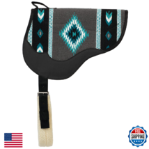 Weaver Leather Wool Blanket Top Bareback Pad Gray Turquoise 21x35 - $144.99