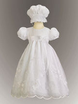 Precious Baby Girls White Embroidered Christening Boutique Dress/Bonnet Lito USA - $49.99