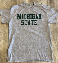 Michigan State Spartans Green on Gray S/S T-Shirt - Size Medium - $7.84