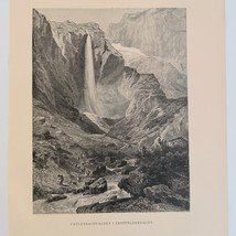 Faulenbach River Fall in Erstfeld Valley E Heyn 1883 Print Disbound Antique Book - £15.56 GBP