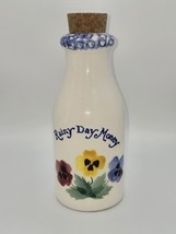 Crock Shop Pottery Rainy Day Money Floral Blue Milk Bottle Coin Bank 9.5&quot; - $38.25