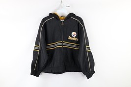 Vintage 90s NFL Boys Medium Pittsburgh Steelers Football Hooded Jacket B... - $26.68