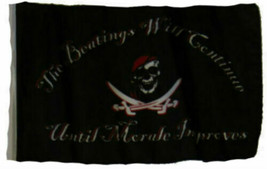12X18 12&quot;X18&quot; Jolly Roger Pirate Beatings Continue Sleeve Flag Boat Car Garden - £11.18 GBP