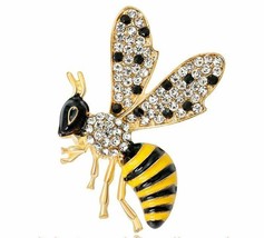 Stunning Vintage Look Gold plated Retro Yellow Wasp Celebrity Brooch Broach Pin - £12.28 GBP