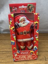 Vintage Coca Cola Santa Tin W/ 2 Decks Playing Cards NOS Christmas Coke JD - £6.18 GBP