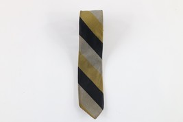 Vintage 70s Rockabilly Distressed Silk Blend Striped Color Block Skinny ... - $19.75