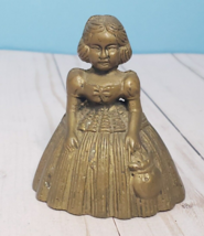 Vintage Antique Brass Hand Bell Lady/Girl/Woman Collectible Metal Art - 3.5 inch - $24.75