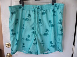 Merona Seagreen Palm Tree Print Swim Trunks Size 2X Men&#39;s Nwot - £14.27 GBP