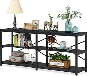 70.9 Inch Long Console Sofa Table 3-Tier Industrial Sofa Table Behind Co... - $277.99
