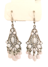 Women's Jewelry Fashion Chandelier Earrings White Acrylic Silver Tone 1 1/2 inch - $8.91
