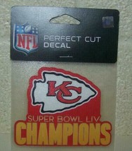 NFL Kansas City Chiefs Super Bowl LIV Champions 4&quot; x 4&quot; Prefect Cut Decal Logo - £7.84 GBP