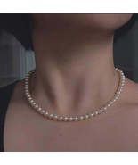Vintage Style Simple 6mm Pearl Chain Choker Necklace For Women Wedding - £13.59 GBP+