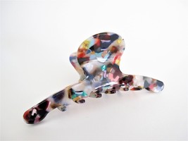 Large long multi-colored marbled design hair claw clip for long fine hair - £10.14 GBP