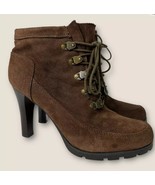 Ralph Lauren Women’s size 9.5 Chunky Lace Up Suede Heeled Lace Up Ankle ... - $864.66 MXN