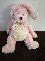 Pier 1 Imports Bunny Rabbit Plush Stuffed Animal Pink Brown Polka Dots - £13.39 GBP