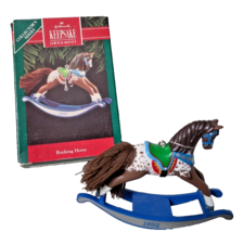 1992 Hallmark Keepsake Rocking Horse Christmas Ornament 12th Blue Lace Cover  - £8.69 GBP