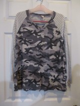 Sew in Love Gray Camo and Stripes Top Small NEW - $17.16