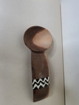 Carved Wood  Spoon with Painted Cow Bone inset on Handle 7&quot; - £12.46 GBP