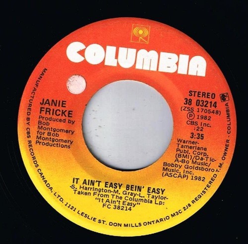 Janie Fricke It Ain&#39;t Easy Bein Easy 45 rpm A Little More Love Canadian ... - $4.94